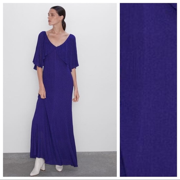 NWT. Zara Purple Metallic Thread Dress. Size M. - Picture 1 of 11